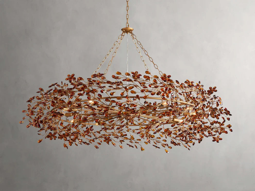 Lustre avec finition dorée, 6 à 12 sources lumineuses, suspension en fer fabriquée à la main, réglable, pour table à manger | Sansoti