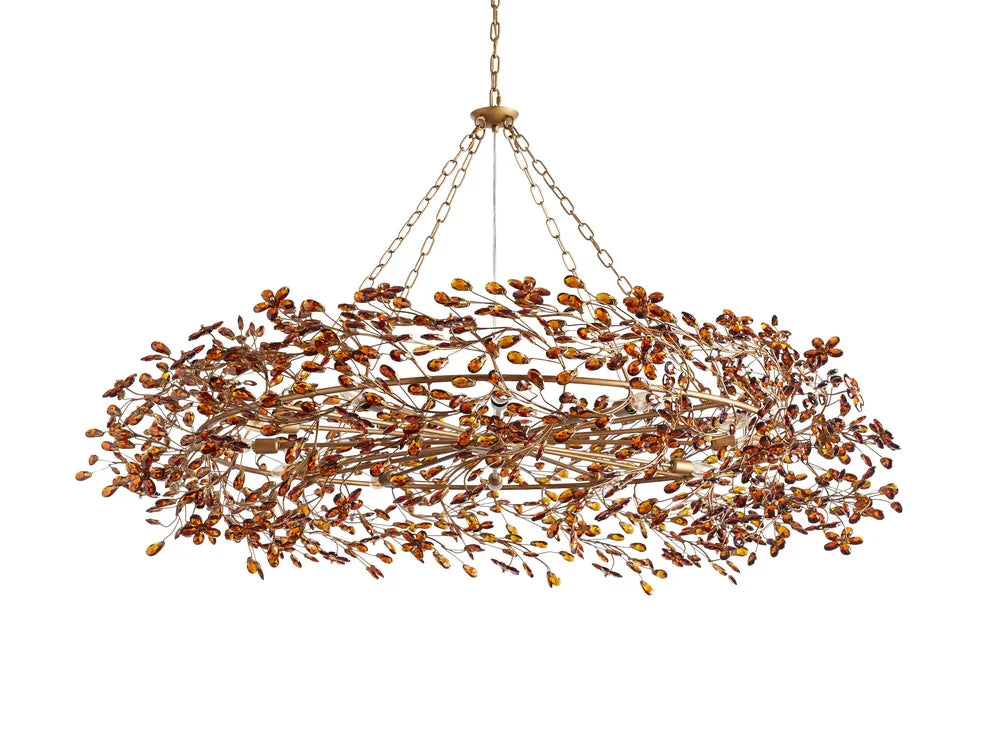 Lustre avec finition dorée, 6 à 12 sources lumineuses, suspension en fer fabriquée à la main, réglable, pour table à manger | Sansoti