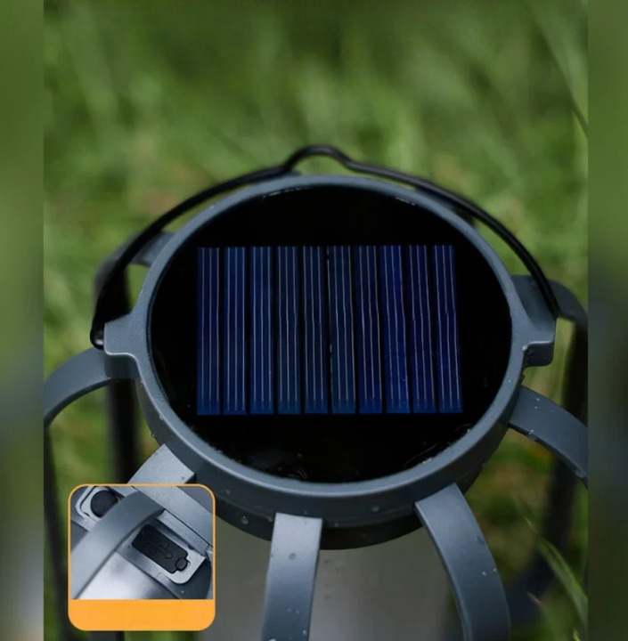 Solar Lantaarn Buiten 12cm Vlammeffect USB-C Oplaadbaar 1500mAh Automatisch Tuin Terras Balkon Sfeerverlichting Henneptouw Zonne-energie | Sansoti