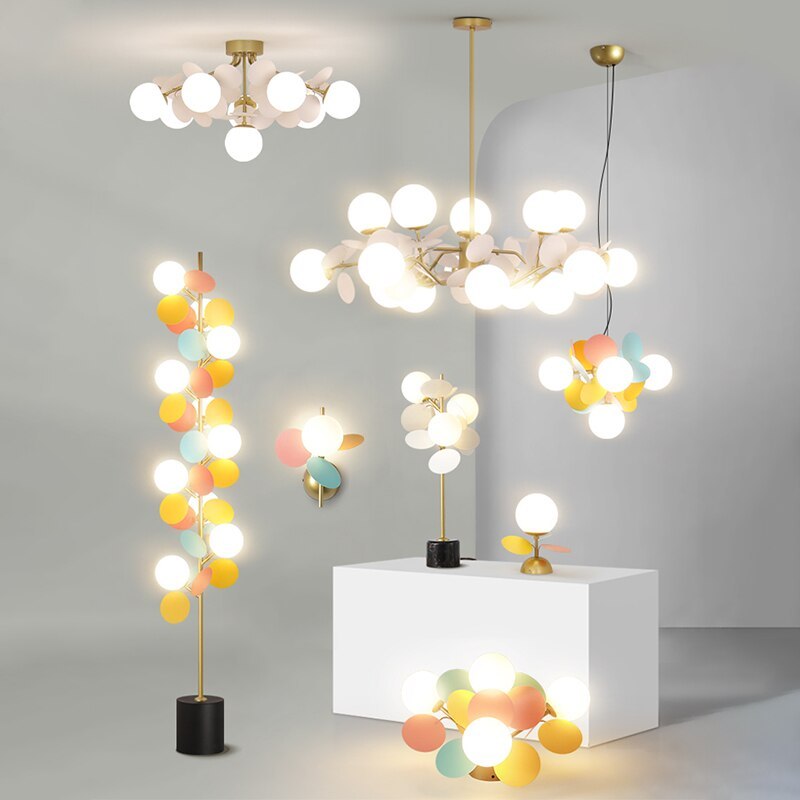 Glas-Kronleuchter mit Acryl-G9-LED-Blütenzweigen, dimmbar, drei Farben, Wohnzimmer, Esszimmer, Deckenbeleuchtung | Sansoti