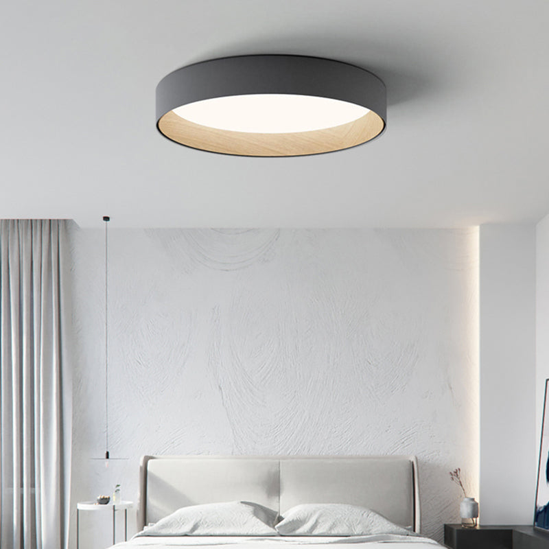 Modern Round LED Ceiling Light Metal Acrylic White Grey Black Dimmable Scandinavian Bedroom Interior | Sansoti
