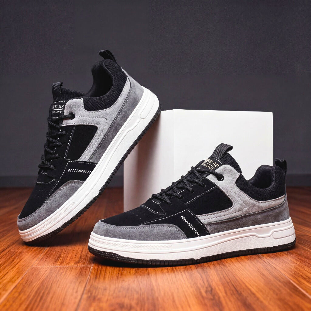 Heren Sneakers Suède Leer Gebreide Panelen Gevoerde Zool Casual Footwear Dagelijks Comfort Stijlvol Mode | Sansoti