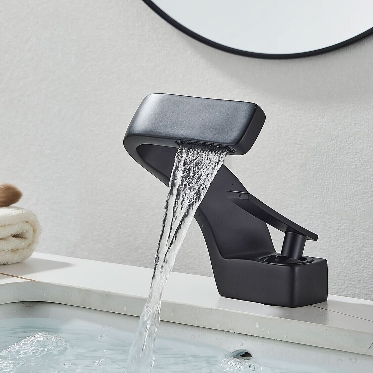 Robinet de salle de bains effet cascade en RVS304, mitigeur, chrome, or, noir, robinet de lavabo au design moderne, mélangeur de vasque | Sansoti