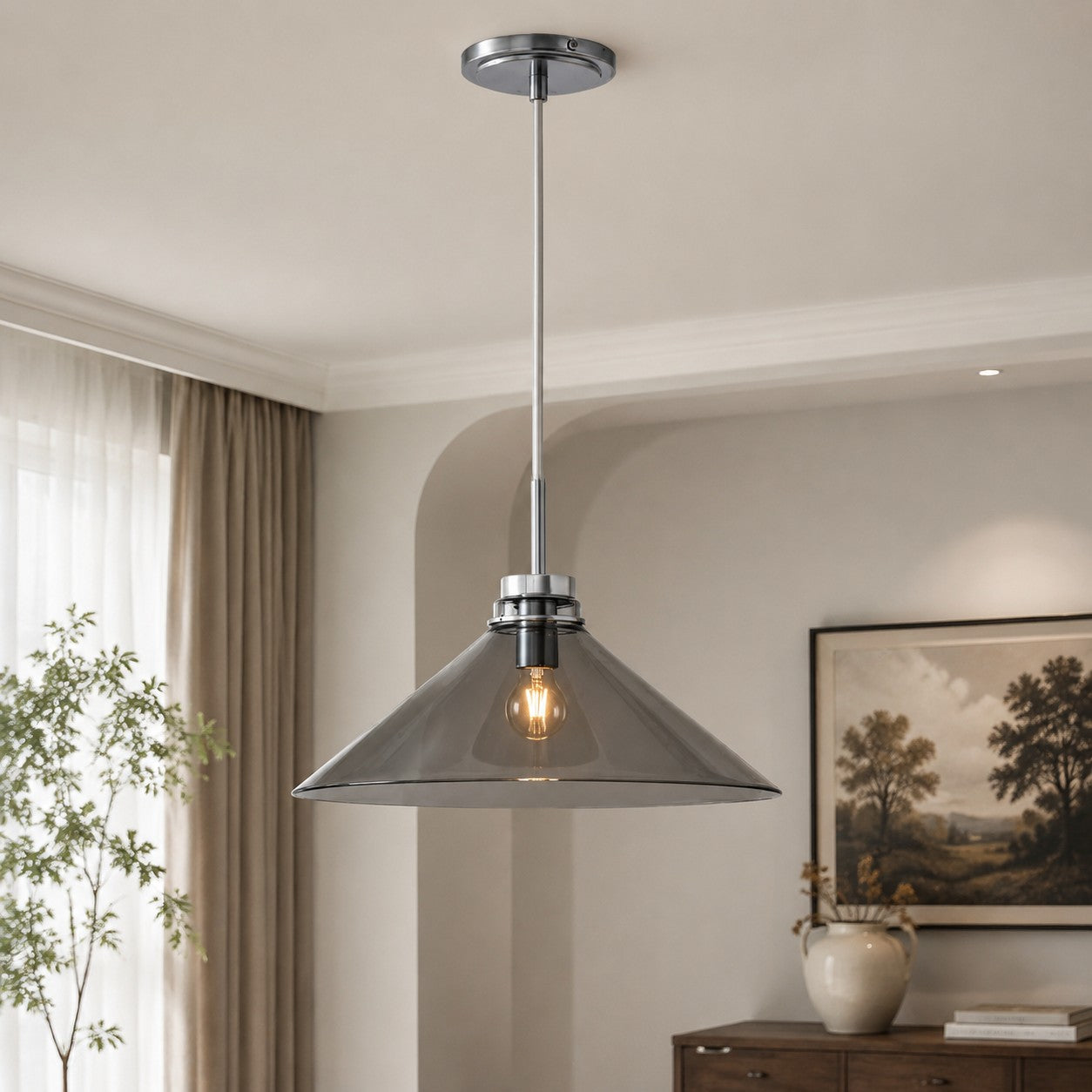 Kegelvormige Hanglamp in Landelijke Stijl - Dimbaar - Voor Keuken en Hal - Scandinavisch Geïnspireerd - Modern Farmhouse Verlichting | Sansoti