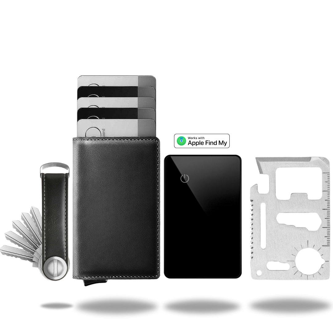 Portemonnee Leer Slim RFID Blokkering 14 Kaarten Aluminium Drukknop Handgemaakt Premium | Sansoti