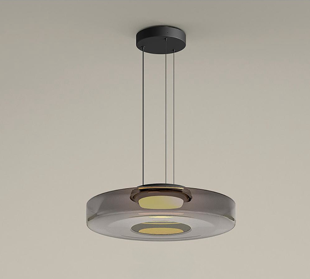 Zenor gelaagde hanglamp glas amber eetkamer woonkamer design verlichting modern gelaagd glaslamp | Sansoti