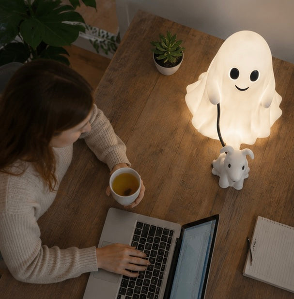 Spooky Dog Statue Halloween Decoration Walking Dog Figure White Resin Table Ornament for Home Décor | Sansoti