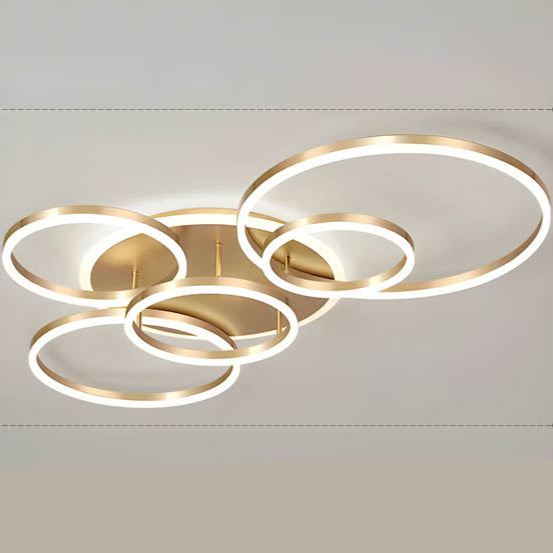 Moderne Deckenleuchte LED Aluminium Schwarz Wohnzimmer Schlafzimmer Design Beleuchtung Ringe minimalistisch | Restfield