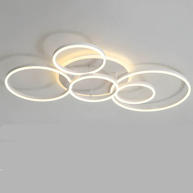 Moderne Deckenleuchte LED Aluminium Schwarz Wohnzimmer Schlafzimmer Design Beleuchtung Ringe minimalistisch | Restfield