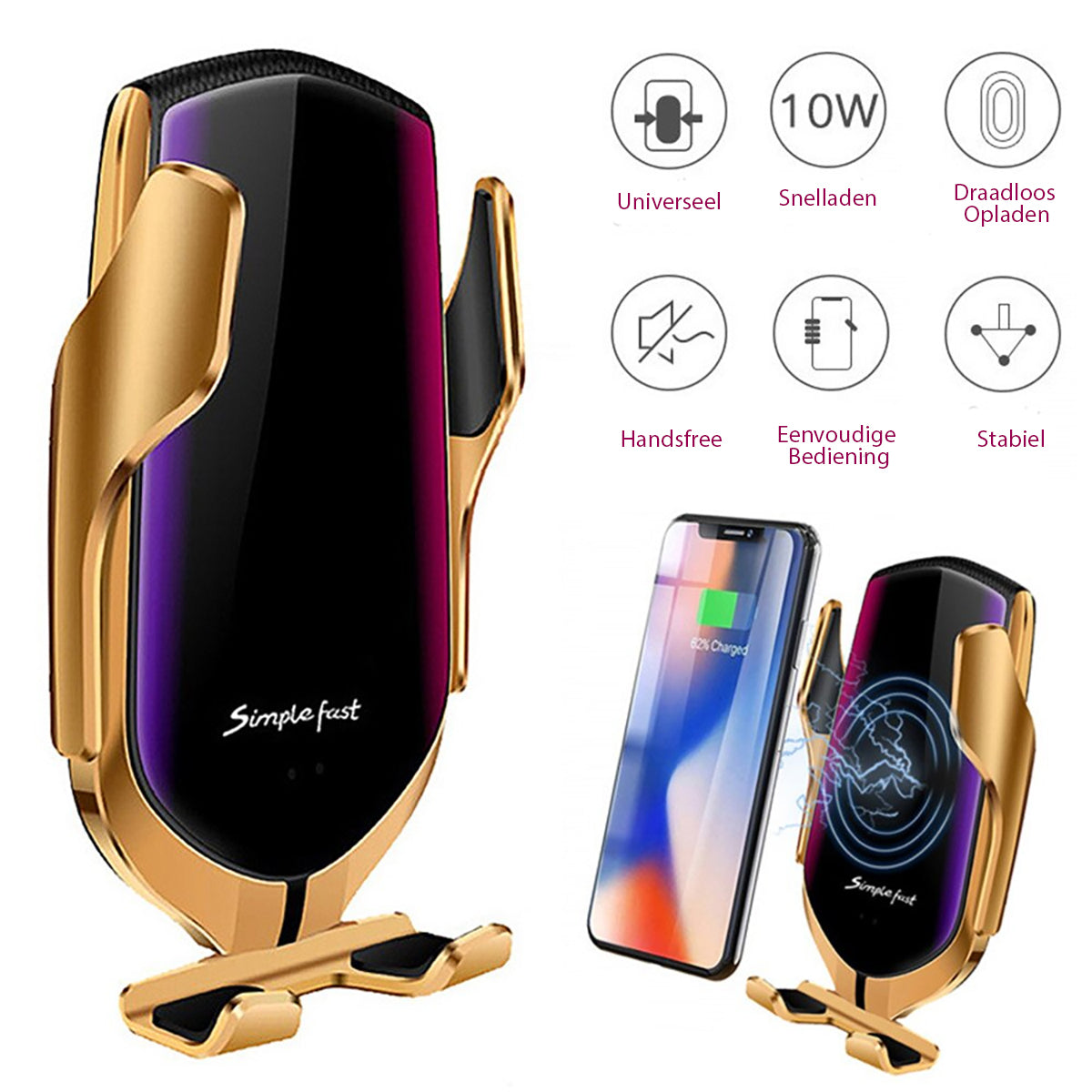 Car Phone Holder Wireless Charger Automatic Infrared Air Vent Qi 10W | Sansoti