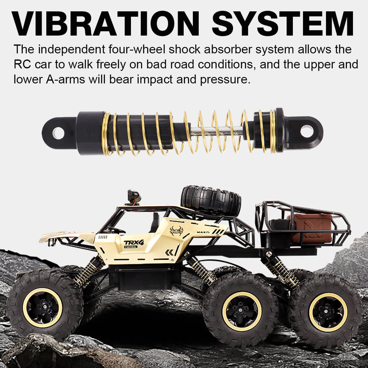 RC Monster Truck 6-Wiels Offroad met 2.4 GHz Afstandsbediening – Snelheid tot 52 km/u – Inclusief 2 Accu's voor Kinderen en RC-Fans | Sansoti