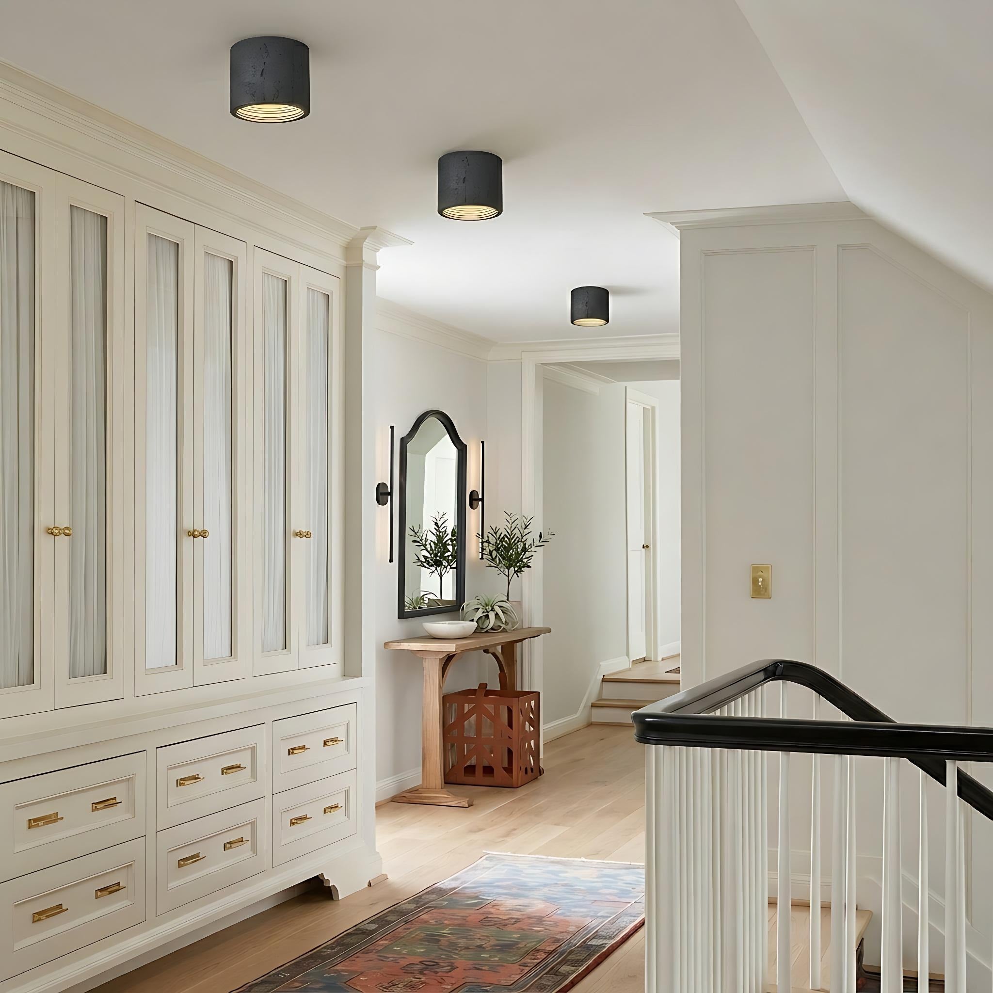 Cilindrische plafondlamp van travertijn – LED verlichting voor moderne interieurs | Sansoti