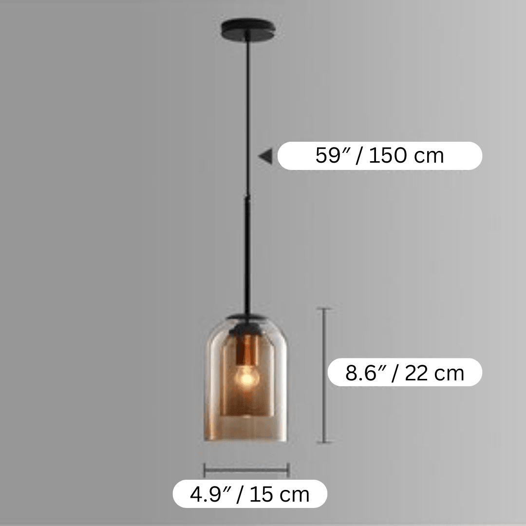 Scandinavische Glazen Hanglamp Slaapkamer Amber Grijs Nordic Minimalistisch Design Eetkamer Verlichting | Sansoti