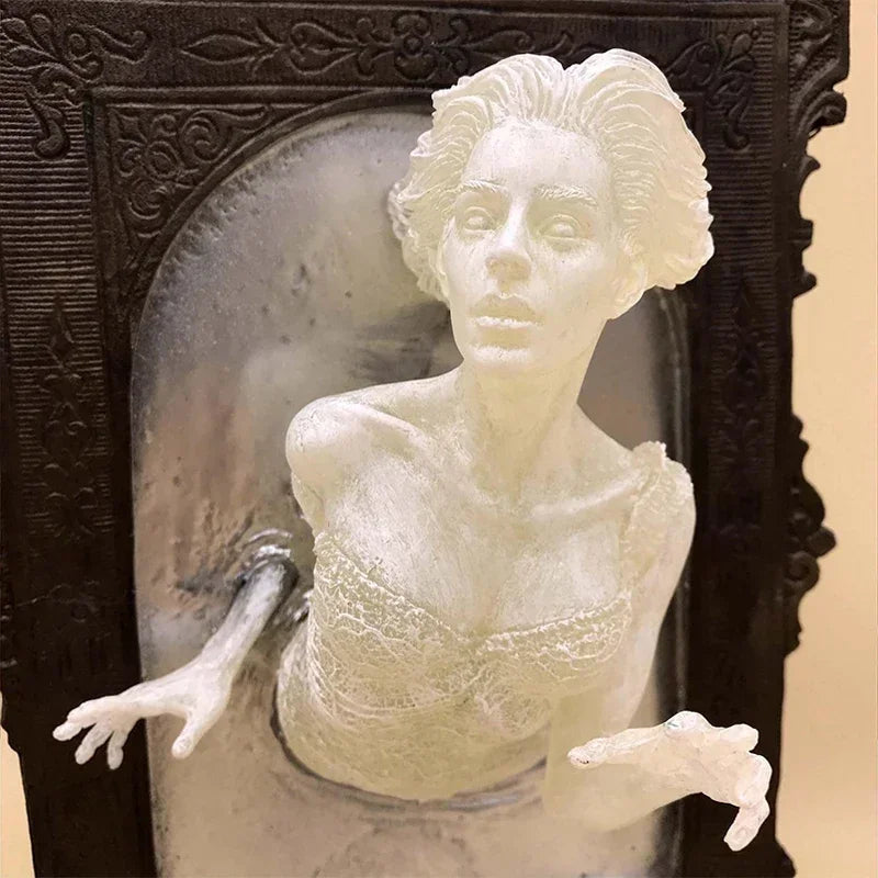 Gothic Hand Wall Decoration with Frame Border - Resin Ghost Figure with Glowing Effect for Halloween | Sansoti
