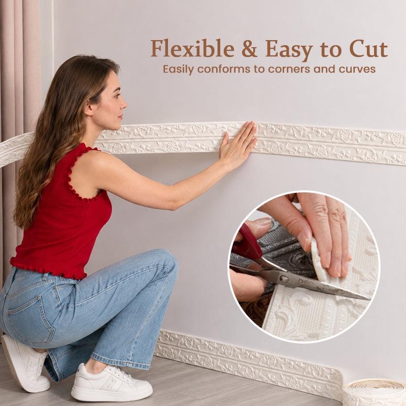 Self-Adhesive Decorative Wall Trim Vintage Finish for Walls and Furniture Flexible 10 Meter Peel and Stick | Sansoti