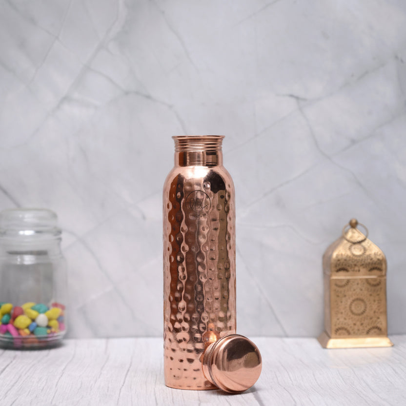 Koperen Waterfles 800ML Gehamerd 100% Puur Koper Lekvrij | Sansoti