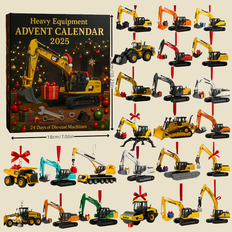 Advent calendar construction vehicles 24 miniature metal machines excavator crane bulldozer children's Christmas toys | Sansoti