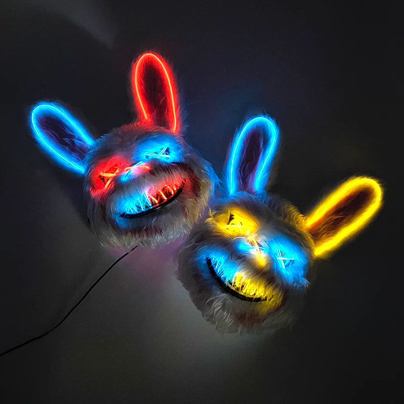 Oplichtend LED Neon Masker Beer Konijn Horror Halloween Griezelfeest Verkleedkostuum Spookhuis Party Decoratie | Sansoti