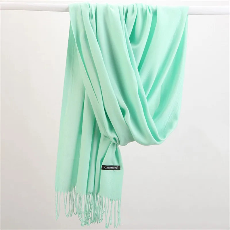 Extra langer Kaschmir-Damenschal, einfarbiger Winterschal, weich, warm und elegant, Accessoire für Herbst und Winter, 10 Farben | Sansoti