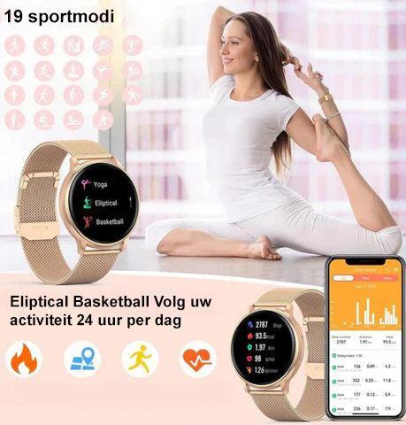 Smartwatch Dames met Hartslagmeter en Belfunctie — Fitness Tracker Bluetooth Stappenteller Slaapmonitoring Bloedzuurstofmeting | Sansoti