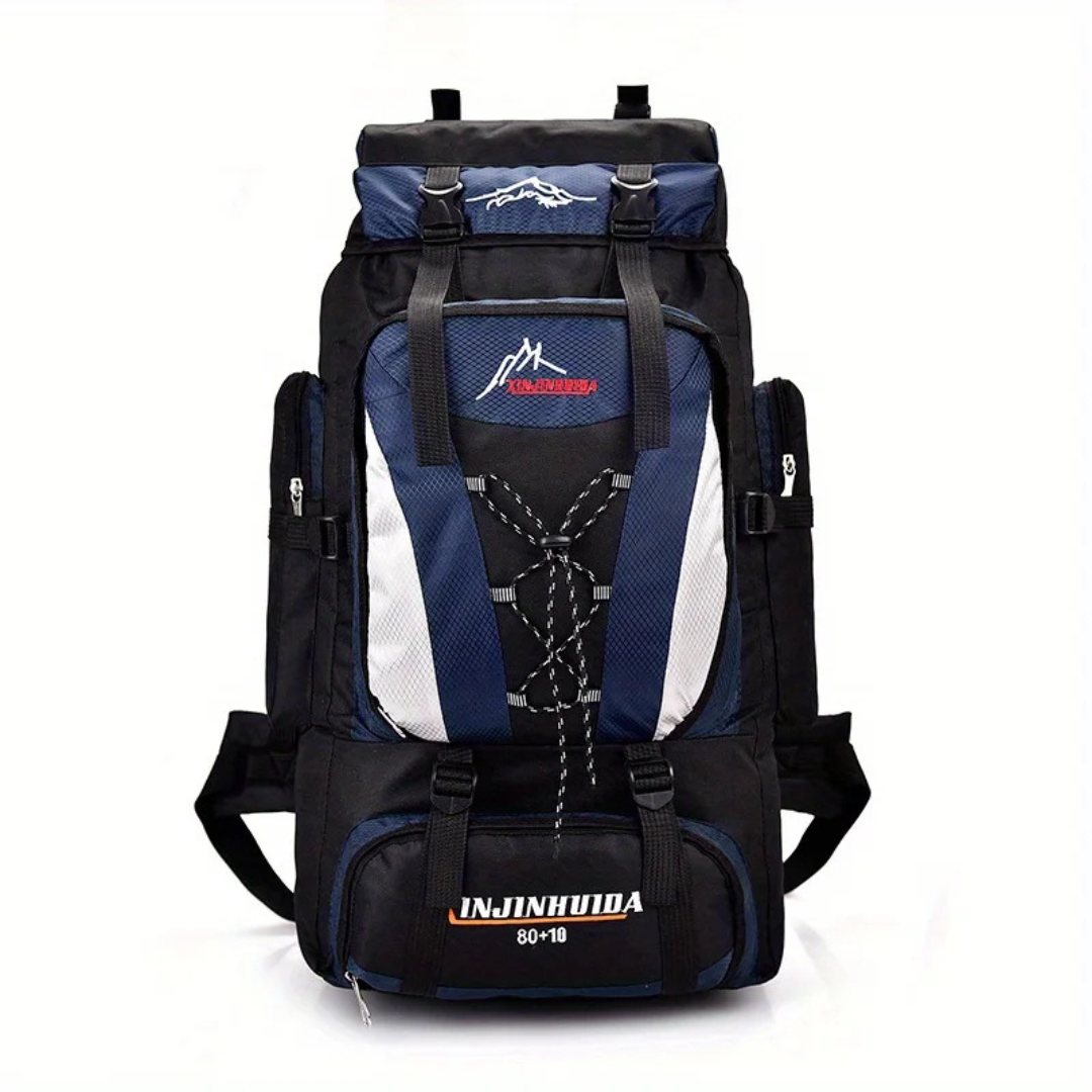 Wanderrucksack 80 Liter aus wasserdichtem Nylon mit Hüftgurt und belüftetem Rückenpanel für Outdoor und Camping | Sansoti