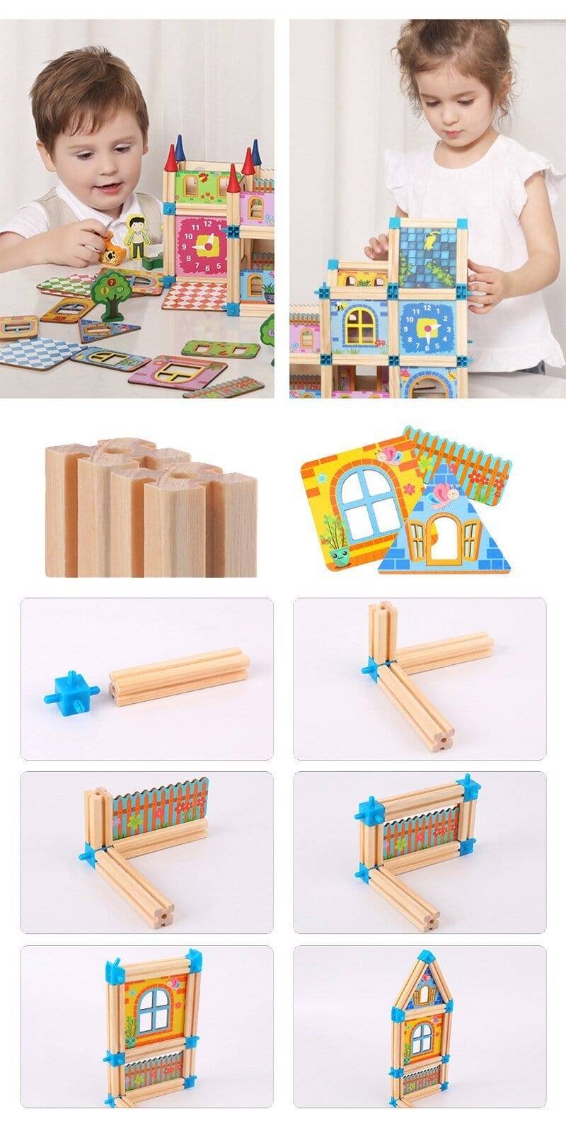 Maison de poupée en bois à construire soi-même, jouet pour enfants, 268 à 298 pièces, éducatif et créatif, jeu d’imagination | Sansoti