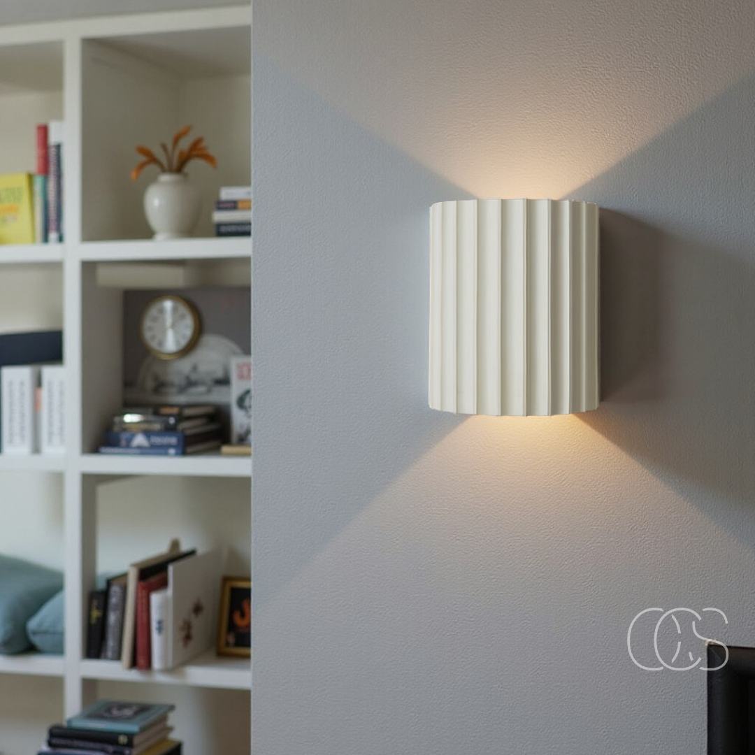 LED Wandlamp met Geribbeld Reliëf Bidirectioneel Licht Dimbaar Kunsthars 14x8x16,5cm Hal Slaapkamer Woonkamer | Sansoti