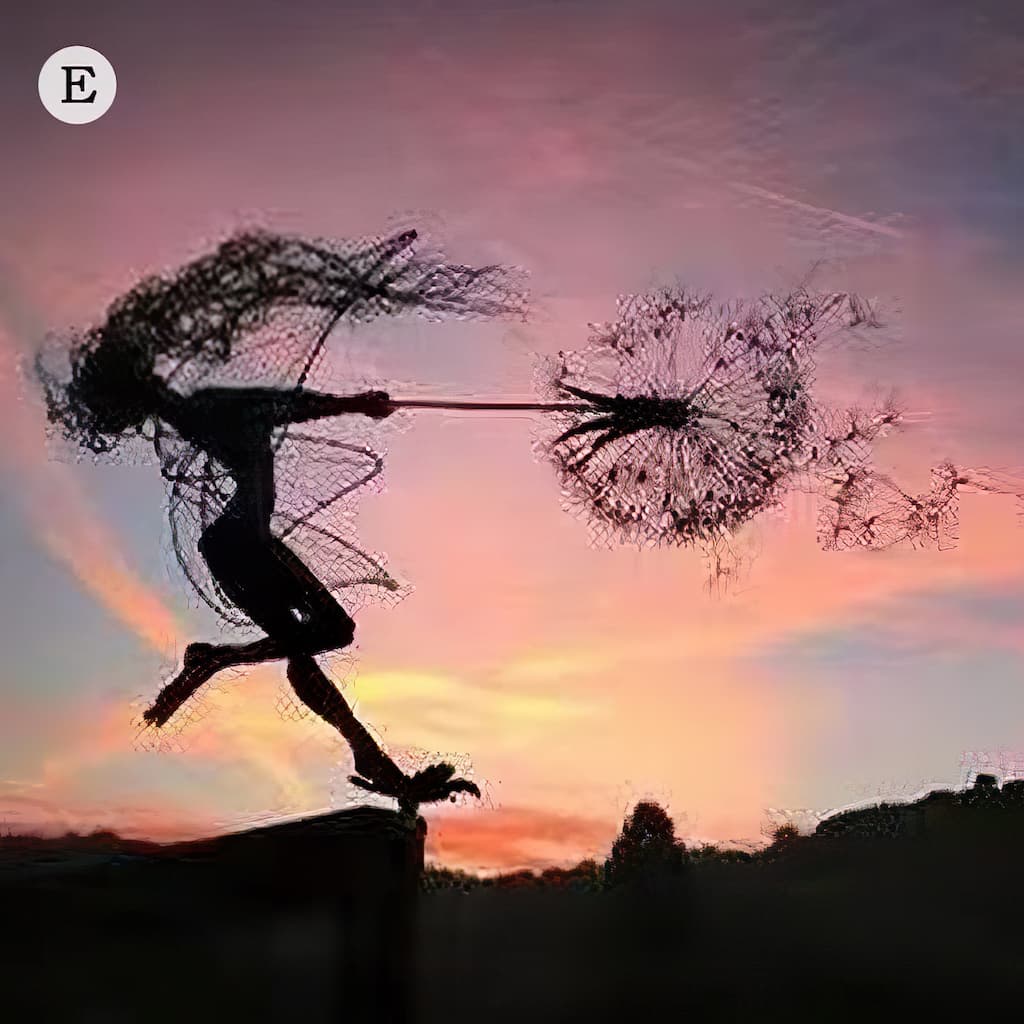 Ornement de jardin représentant une fée en silhouette avec pissenlit, en métal résistant aux intempéries, décoration pour massifs, bordures et pelouses | Sansoti