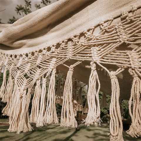 Handgemaakte Macramé Hangmat Tweepersoons Katoenen Touwwerk Balkon Veranda Tuin Terras | Sansoti