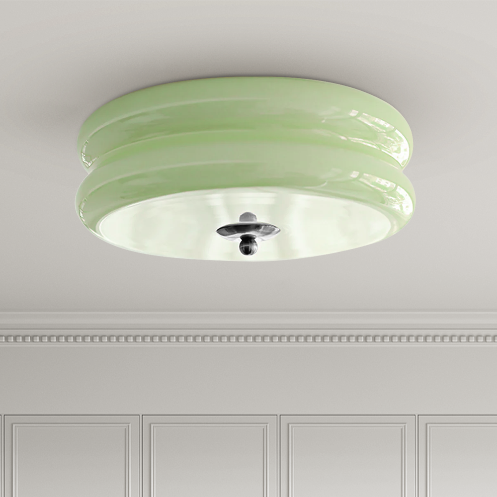 LED plafondlamp glas metaal crème 13 cm slaapkamer woonkamer art deco plafondverlichting rond warm licht neutraal licht wit licht | Sansoti