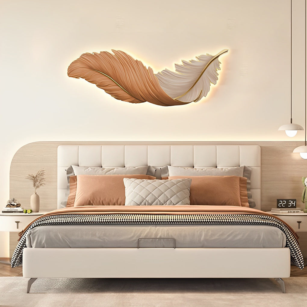 Wandlampe Feder LED Kunstpaneel USB Dimmbar 80cm 120cm | Restfield