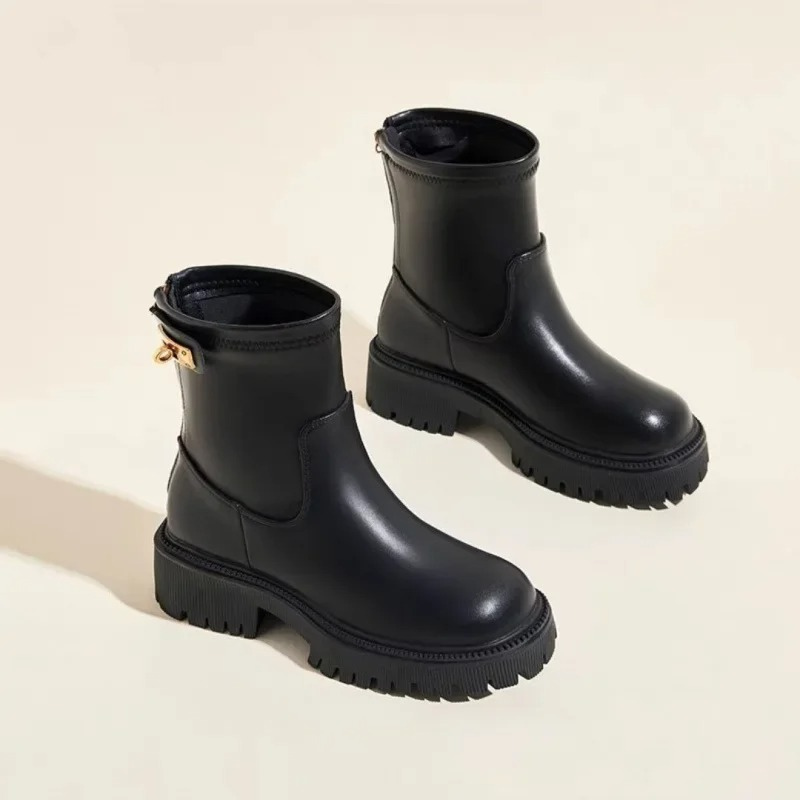Damen-Stiefeletten aus Leder mit Reißverschluss, hoher Tragekomfort, Streetwear, Winter, Herbst, lässig, schick, modisch, stilvoll | Sansoti
