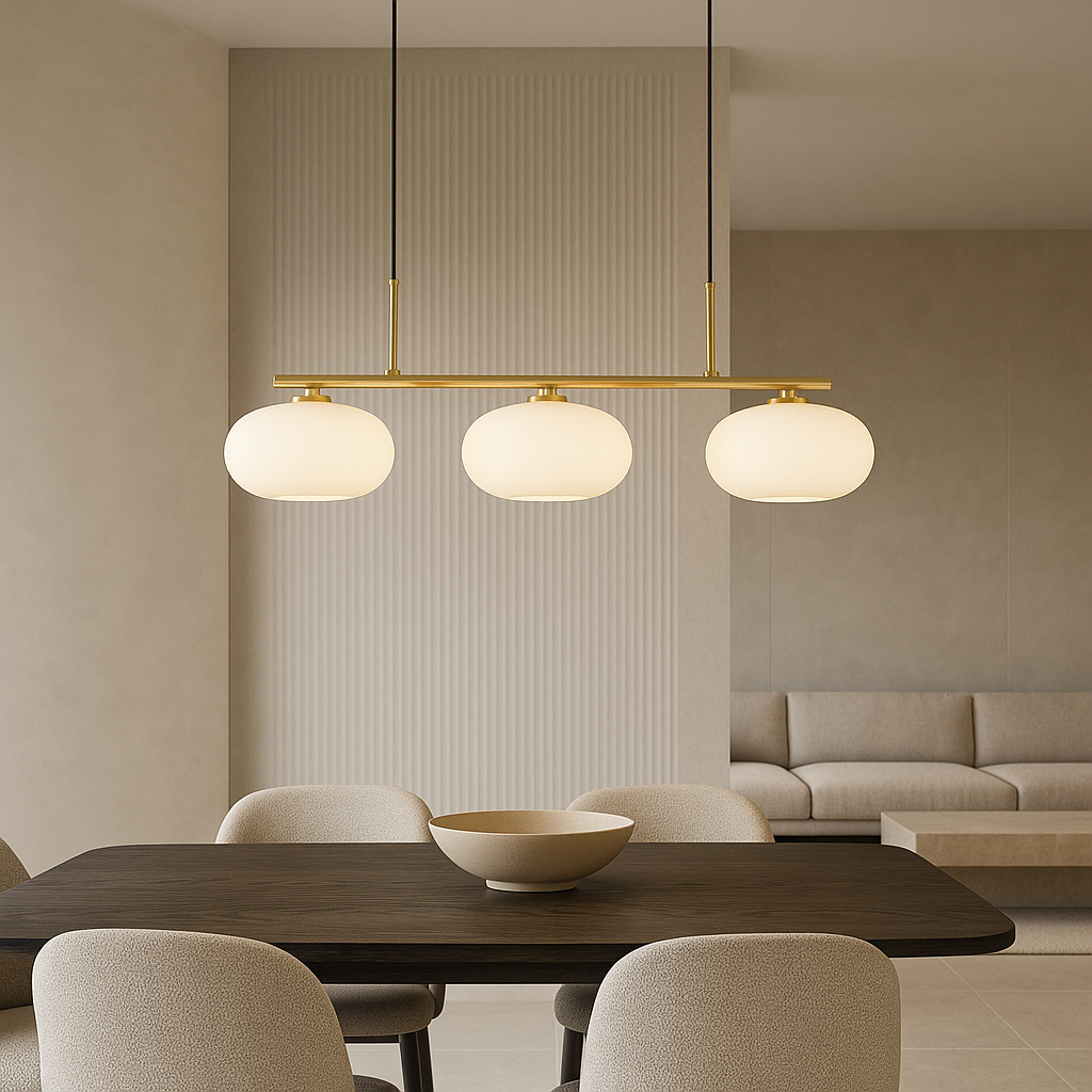 Bauhaus 3-kops hanglamp glas metaal zwart kookeiland eetkamer verlichting moderne design lamp minimalistisch interieur | Sansoti