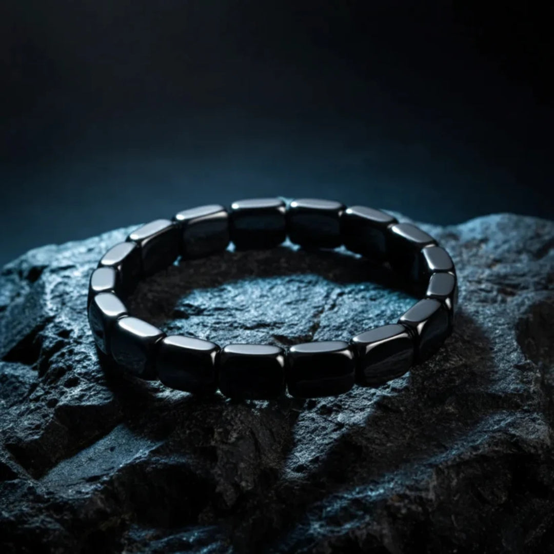 Verstellbares Hämatit-Armband, Schwarz, silberfarben, Naturstein, Balance, Ruhe, für Damen und Herren, Meditation | Sansoti