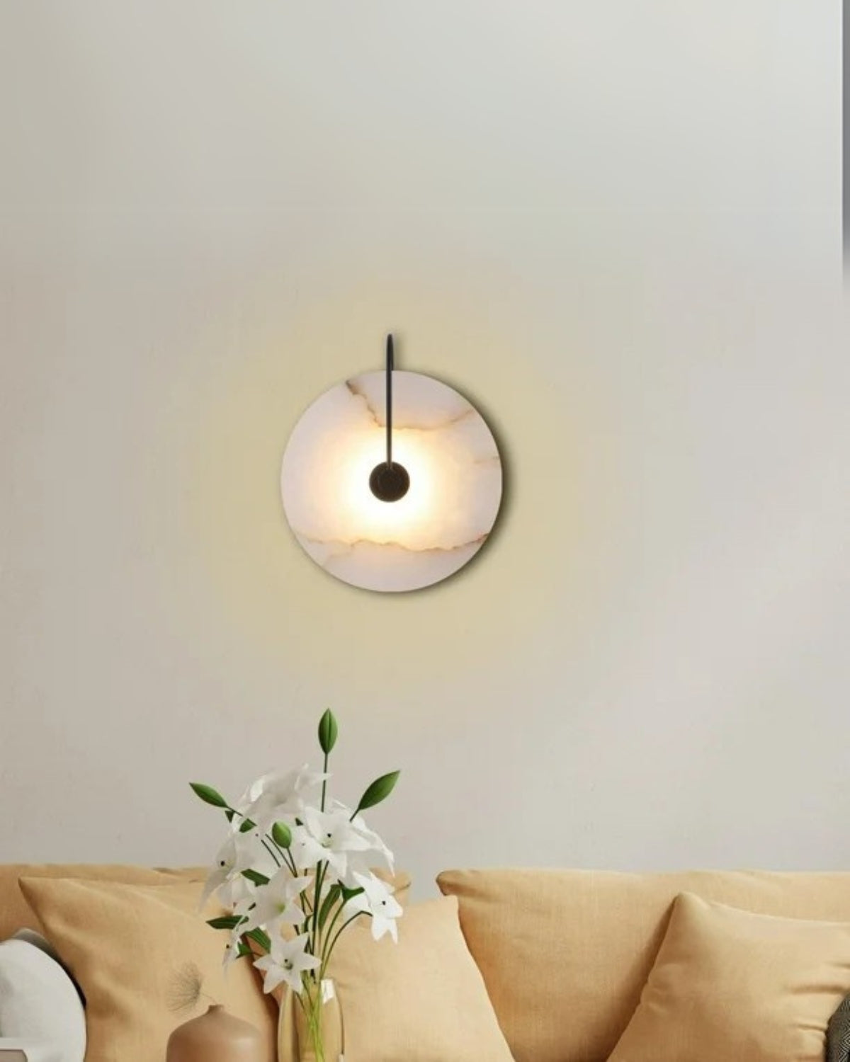 Ronde LED Wandlamp Acrylaat 20-25cm Zwart Goud Warm Licht Slaapkamer Hal | Sansoti