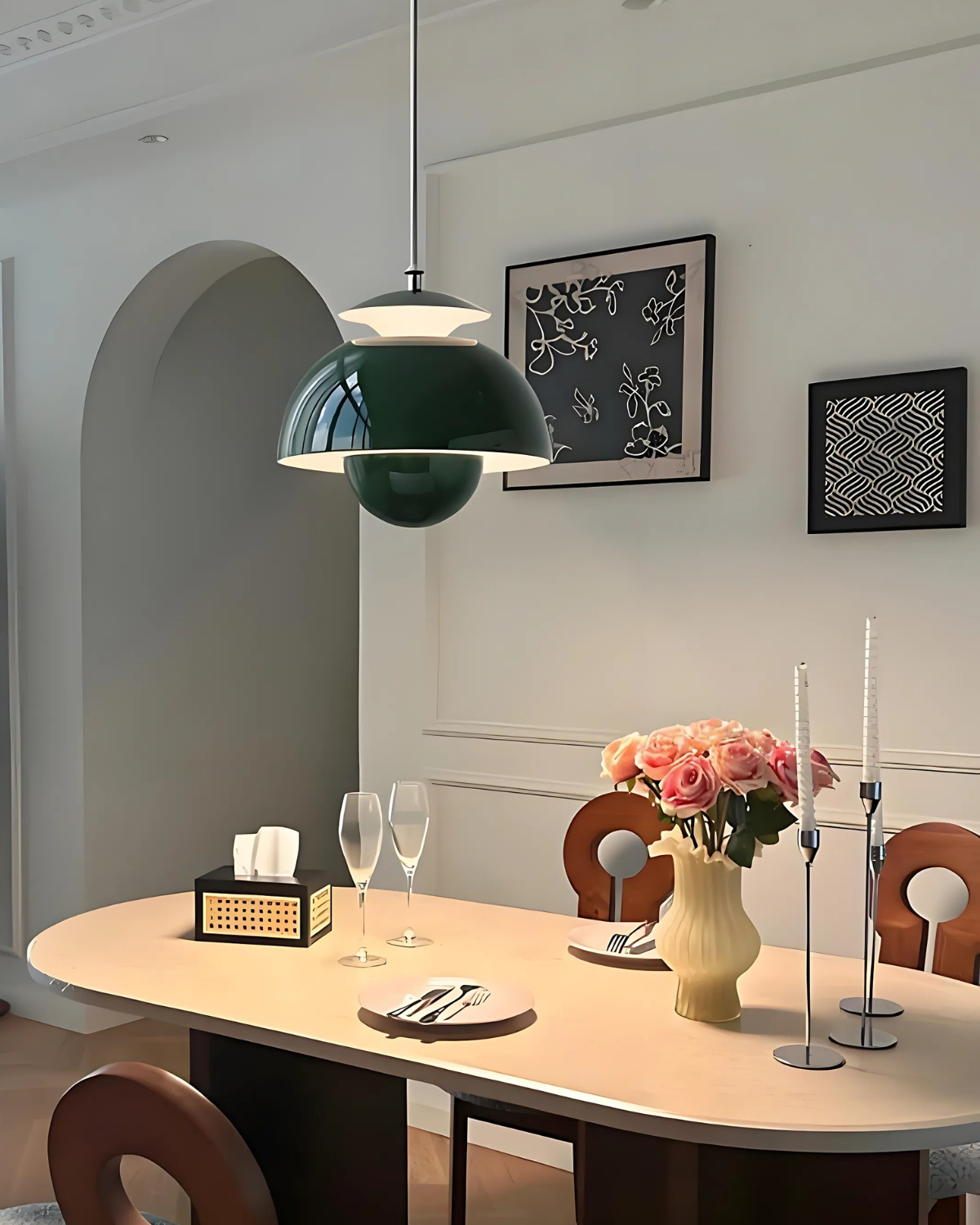 Minimalistische Hanglamp Wit Rond Design Scandinavisch Interieur Eetkamer Slaapkamer Woonkamer Sfeerverlichting | Sansoti