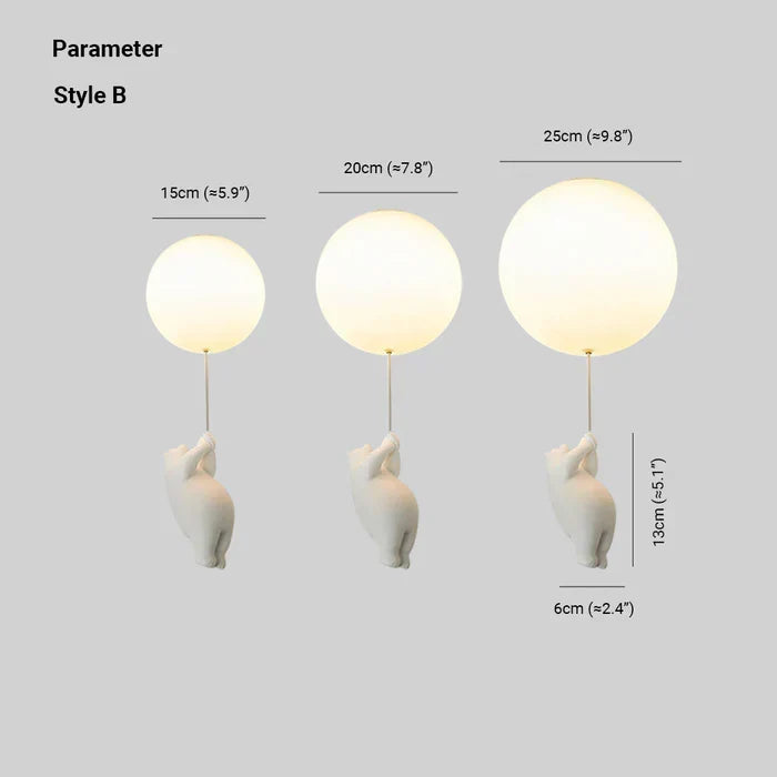 Plafondlamp Kinderkamer Beer Ballon Warm Wit LED Speels Design 15-25cm Decoratief Sfeerverlichting Babykamer | Sansoti