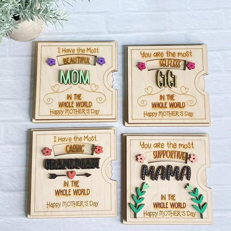 Draaibaar Moederdagornament Hout met Vier Hartteksten Decoratief Wanddecoratie Woonkamer Slaapkamer Cadeau | Sansoti