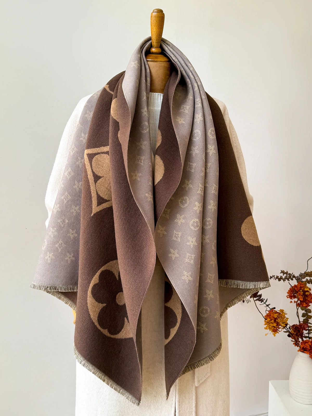 Luxury Winter Scarf with Jacquard Pattern 175cm - Soft Neck-Warming Blanket Wrap Shawl for Women and Men | Sansoti