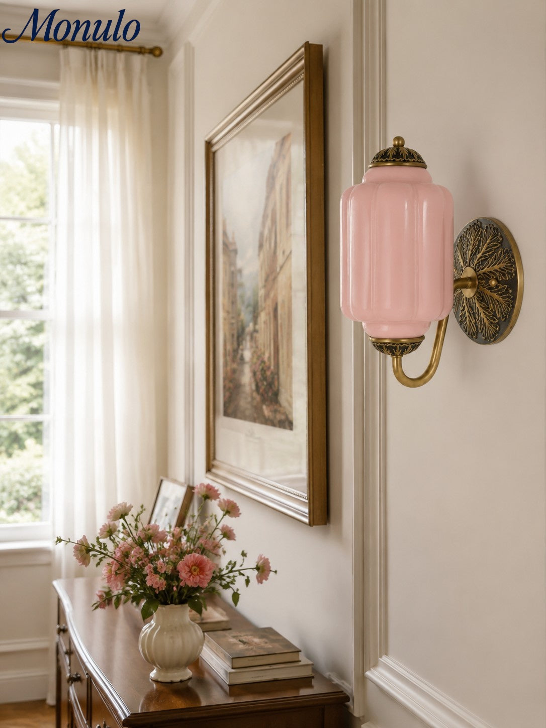 Melkglazen Wandlamp Eloise voor Hal en Slaapkamer | Vintage Wandverlichting met Melkwit Glas | Sansoti