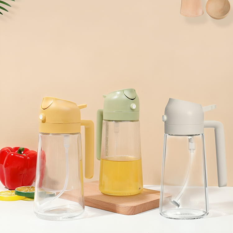 Oliespray Fles met Verstuiver 470ml Groen Geel Wit Zwart Keuken Koken Gezond Bakken Grillen Olijfolie Doseren Bespaart Olie | Sansoti