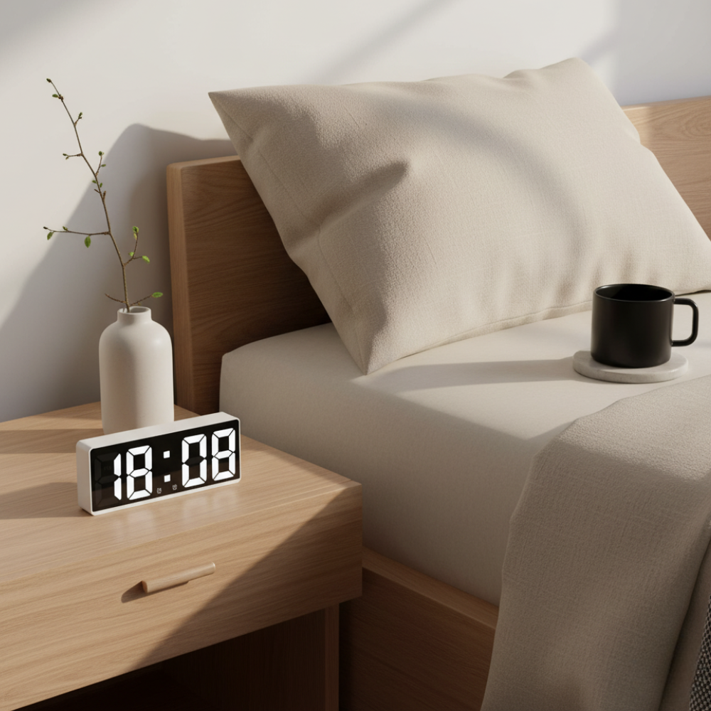 Digital Alarm Clock with Bright LED Display, Temperature Display and Alarm for Bedroom, Office and Bedside Table | Sansoti