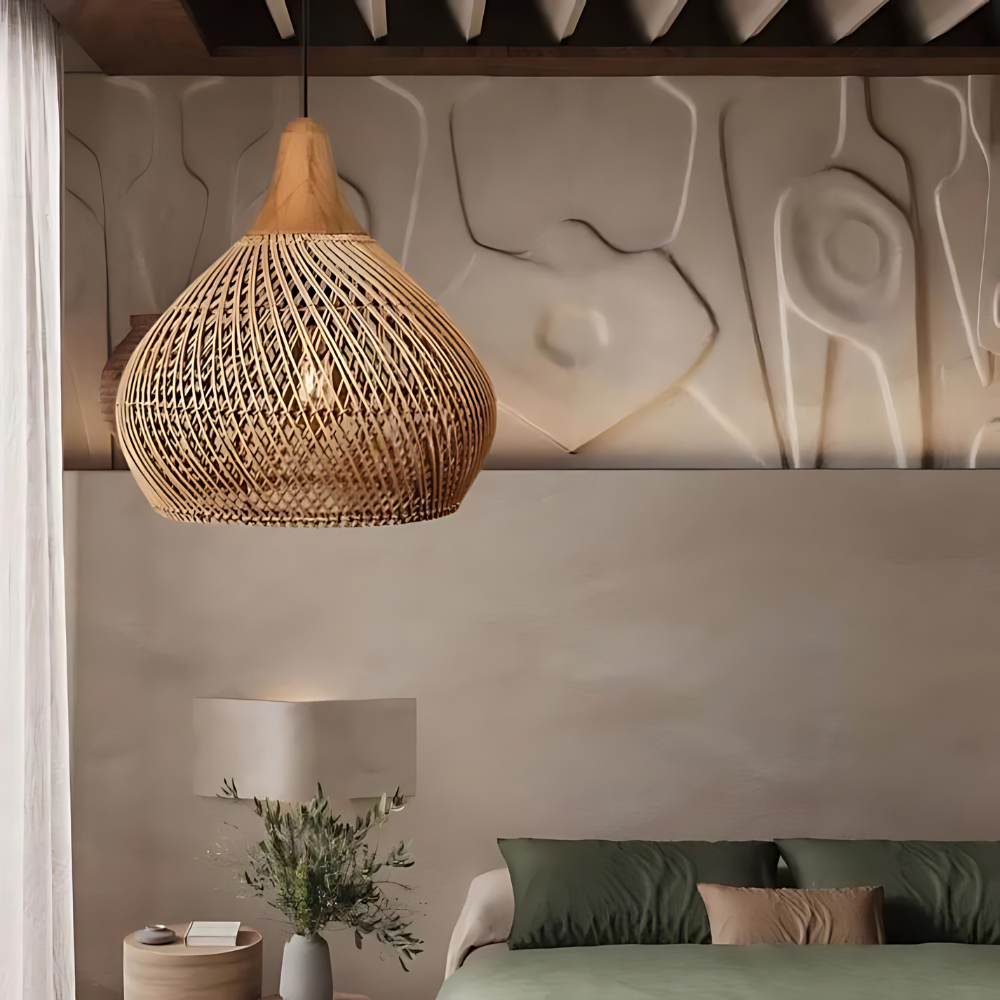Rotan Hanglamp Boho Natuur Ø40 Ø50 Ø60 Zwart Of Naturel LED | Sansoti