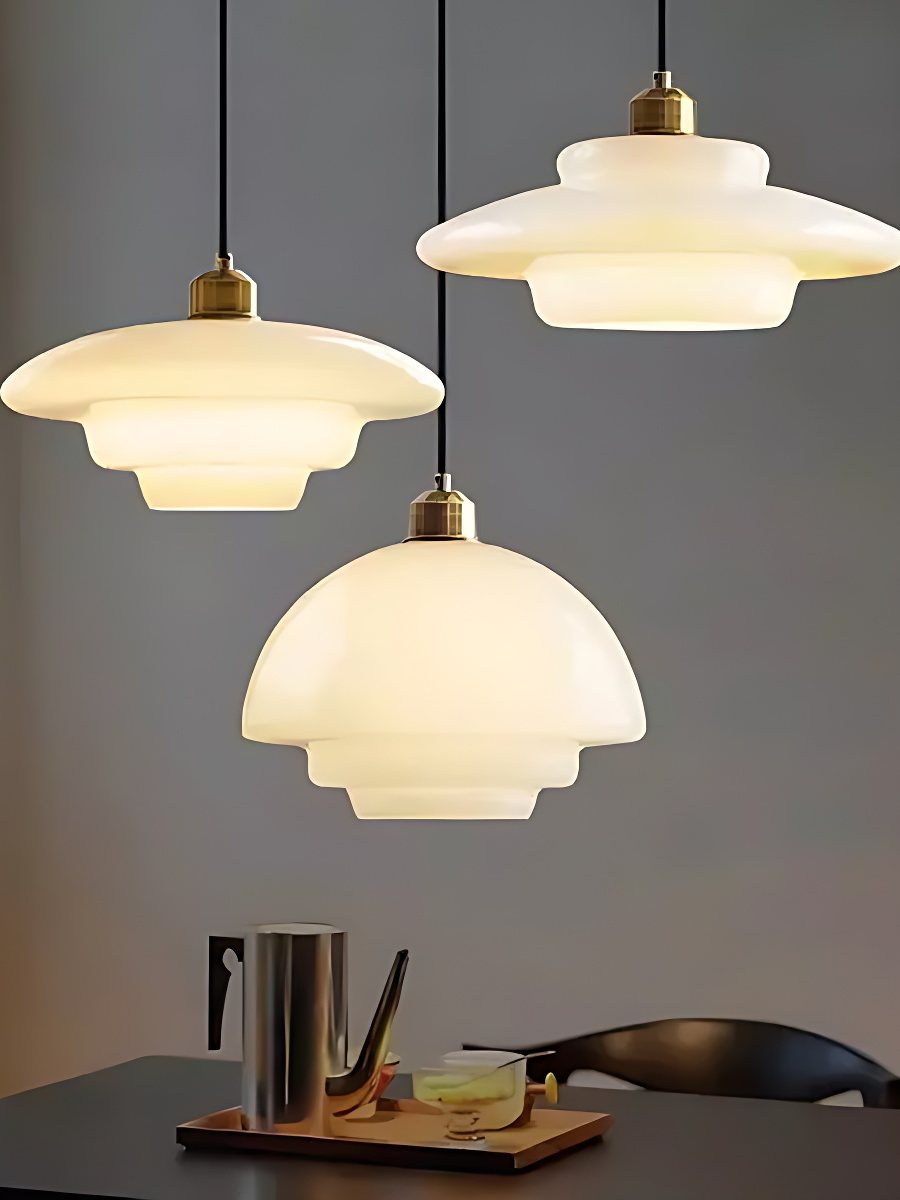 Glazen Hanglamp met Gelaagd Design – Melkwit Matglas voor Eetkamer en Woonkamer | Sansoti