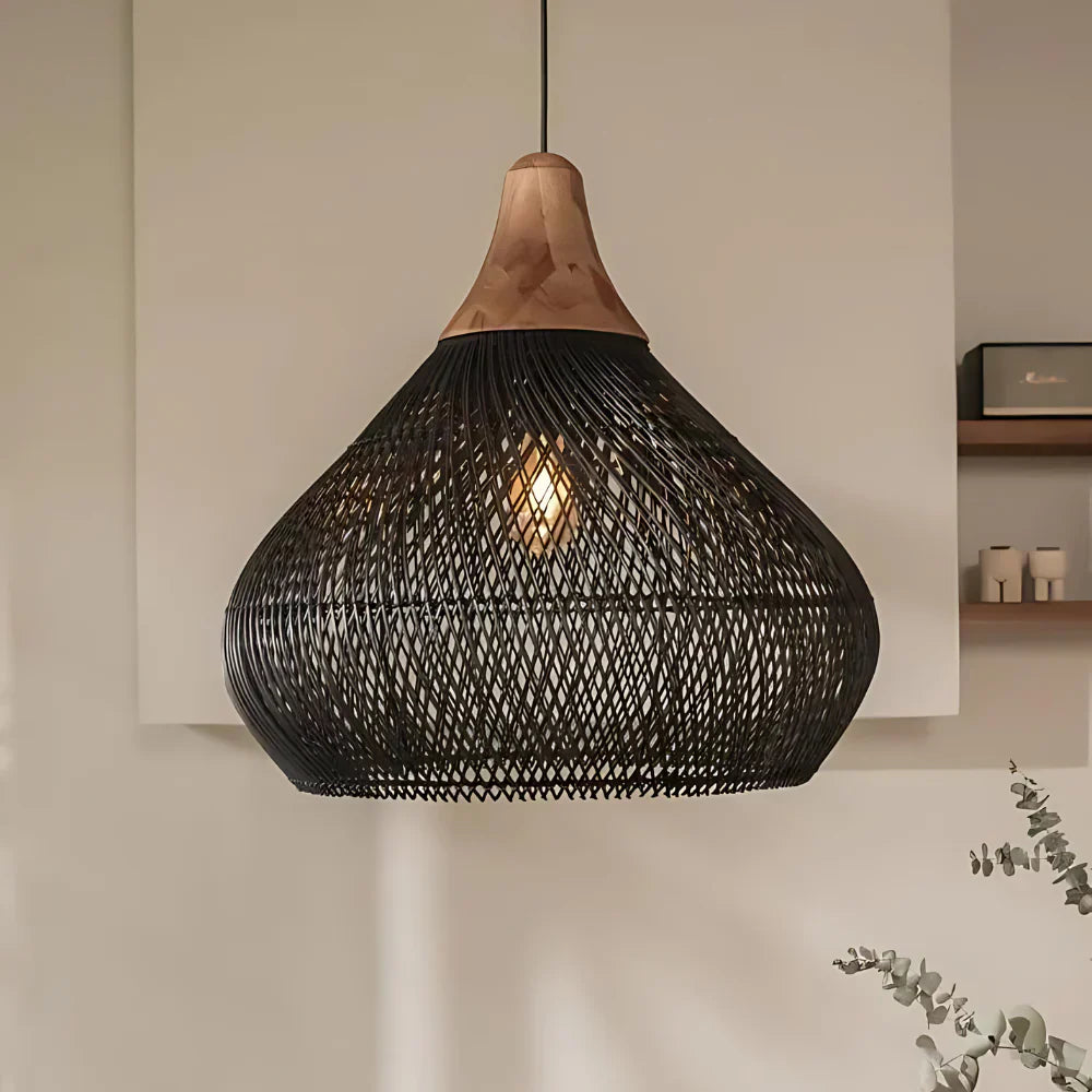 Rotan Hanglamp Boho Natuur Ø40 Ø50 Ø60 Zwart Of Naturel LED | Sansoti