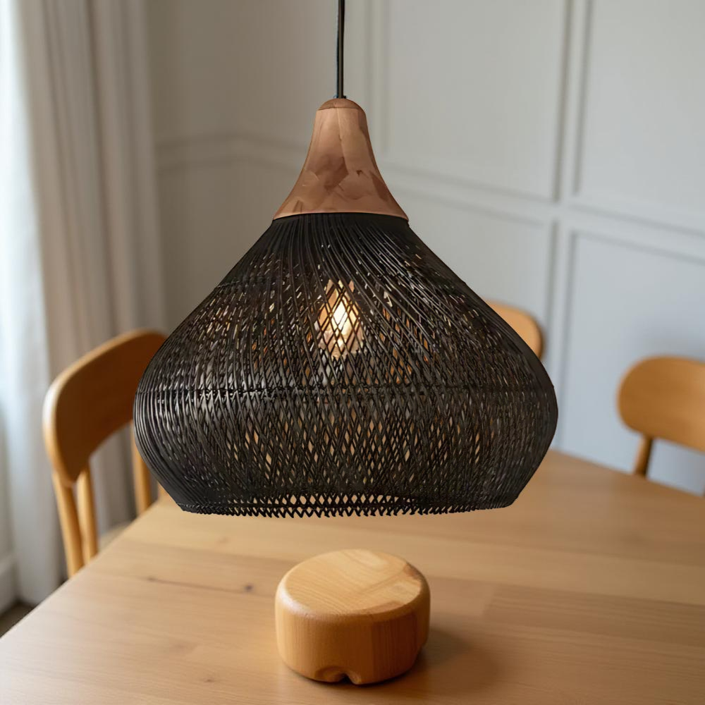 Rotan Hanglamp Boho Natuur Ø40 Ø50 Ø60 Zwart Of Naturel LED | Sansoti