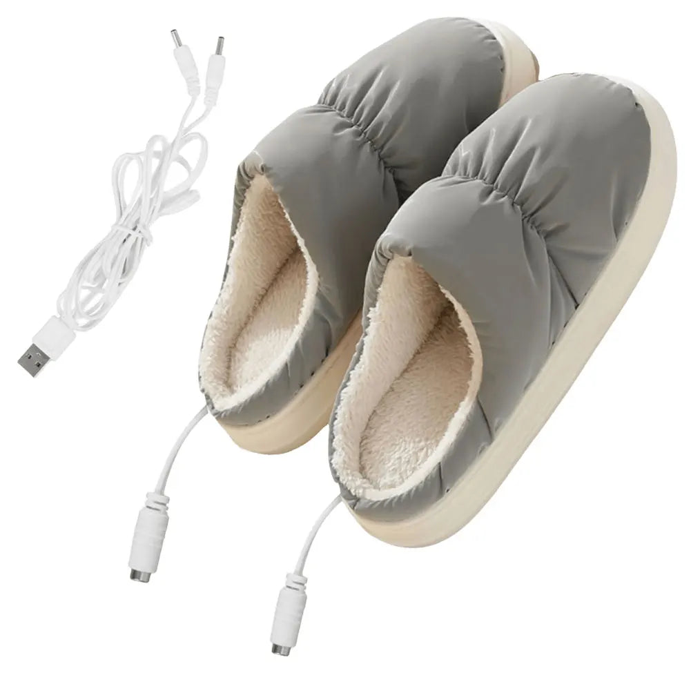 Pantoufles chauffantes avec connexion USB, chaussons électriques doublés en peluche pour garder les pieds au chaud à la maison en hiver | Sansoti