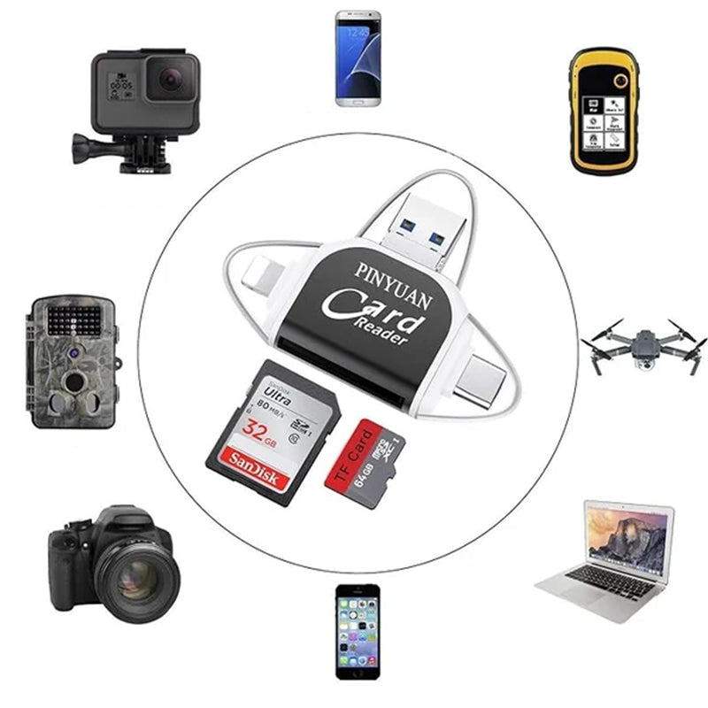 Kartenleser 4-in-1 USB C Lightning SD Micro SD USB 3.0 | Restfield