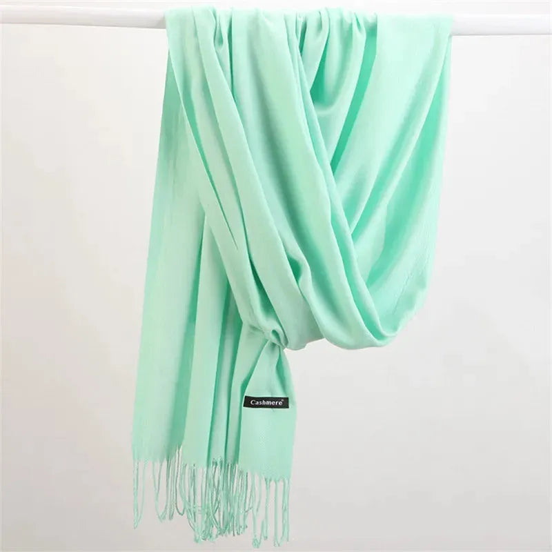 Solid Cashmere Scarf 175cm Winter Accessory Warm Luxury Soft Stylish Fashionable Timeless Elegant for Women | Sansoti