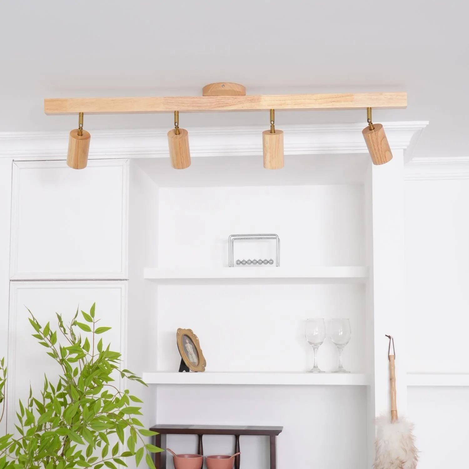 Holz Schienendeckenleuchte LED Holzoptik Gold Verstellbare Spots Wohnzimmer Küche Flur Skandinavisch Modern | Restfield